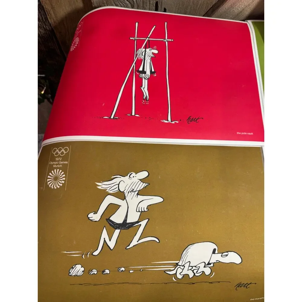 Set of 6 Vintage Marathon 1972 Munich Olympics BC Comics Plastic Placemats